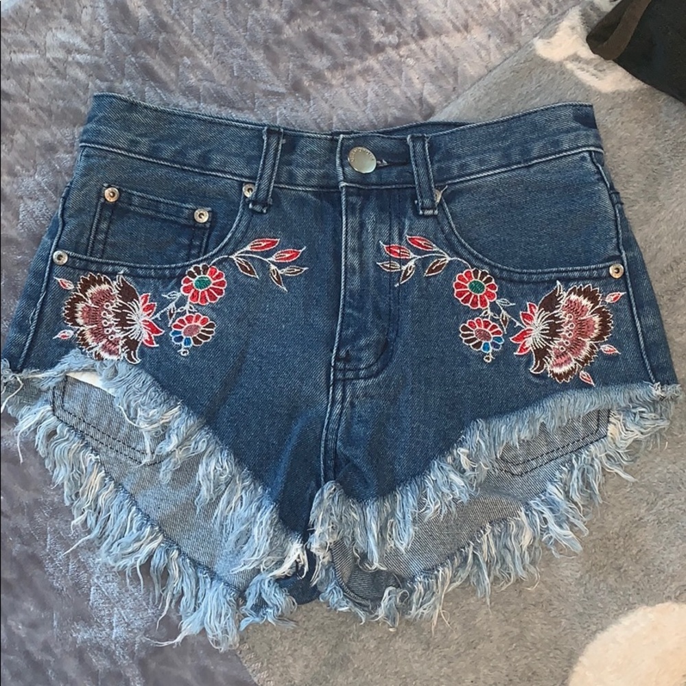 ASOS denim embroidered shorts